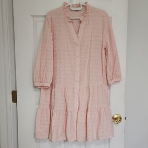 Tommy Hilfiger Baby Pink/Peach Eyelet Ruffle Dress